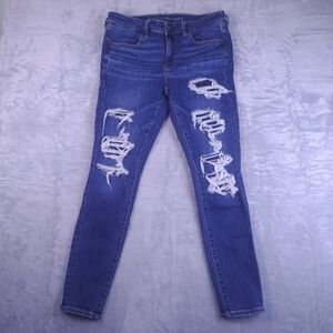 American Eagle Outfitters Women's Skinny Ripped Blue Jeans